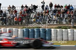 13.02.2008 Jerez, Spain,  Lewis Hamilton (GBR), McLaren Mercedes passes the fans - Formula 1 Testing, Jerez