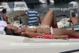 23.05.2008 Monte Carlo, Monaco,  A girl sunbathing on a boat - Formula 1 World Championship, Rd 6, Monaco Grand Prix, Friday