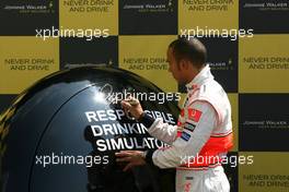 23.05.2008 Monte Carlo, Monaco,  Lewis Hamilton (GBR), McLaren Mercedes and Mika HSkkinen (FIN) unveil in Monte Carlo the latest campaign in the Johnnie Walker Responsible Drinking programme - Formula 1 World Championship, Rd 6, Monaco Grand Prix, Friday