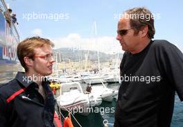 23.05.2008 Monte Carlo, Monaco,  Sebastian Bourdais (FRA), Scuderia Toro Rosso and Gerhard Berger (AUT), Scuderia Toro Rosso, 50% Team Co Owner - Formula 1 World Championship, Rd 6, Monaco Grand Prix, Friday