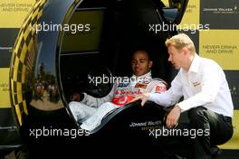 23.05.2008 Monte Carlo, Monaco,  Lewis Hamilton (GBR), McLaren Mercedes and Mika HSkkinen (FIN) unveil in Monte Carlo the latest campaign in the Johnnie Walker Responsible Drinking programme - Formula 1 World Championship, Rd 6, Monaco Grand Prix, Friday