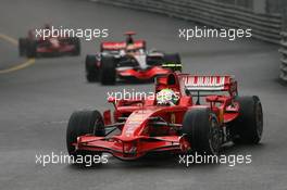 25.05.2008 Monte Carlo, Monaco,  Felipe Massa (BRA), Scuderia Ferrari, F2008 leads Lewis Hamilton (GBR), McLaren Mercedes, MP4-23 - Formula 1 World Championship, Rd 6, Monaco Grand Prix, Sunday Race