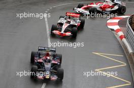 25.05.2008 Monte Carlo, Monaco,  Sebastian Vettel (GER), Scuderia Toro Rosso leads Heikki Kovalainen (FIN), McLaren Mercedes - Formula 1 World Championship, Rd 6, Monaco Grand Prix, Sunday Race