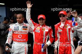 24.05.2008 Monte Carlo, Monaco,  Lewis Hamilton (GBR), McLaren Mercedes with polesitter Felipe Massa (BRA), Scuderia Ferrari and Kimi Raikkonen (FIN), Räikkönen, Scuderia Ferrari - Formula 1 World Championship, Rd 6, Monaco Grand Prix, Saturday Qualifying