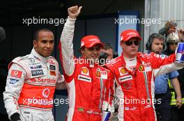 24.05.2008 Monte Carlo, Monaco,  Lewis Hamilton (GBR), McLaren Mercedes with pole sitter Felipe Massa (BRA), Scuderia Ferrari and Kimi Raikkonen (FIN), Räikkönen, Scuderia Ferrari - Formula 1 World Championship, Rd 6, Monaco Grand Prix, Saturday Practice