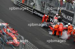 24.05.2008 Monte Carlo, Monaco,  Heikki Kovalainen (FIN), McLaren Mercedes after crashing in practice - Formula 1 World Championship, Rd 6, Monaco Grand Prix, Saturday Practice