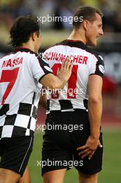 20.05.2008 Monte Carlo, Monaco,  Michael Schumacher (GER), Test Driver, Scuderia Ferrari, Felipe Massa (BRA), Scuderia Ferrari -  Star Team vs Nazionale Piloti, Charity Football Match, Monaco, Stade Louis II, Monaco