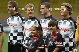 20.05.2008 Monte Carlo, Monaco,  Sebastian Vettel (GER), Scuderia Toro Rosso, Maro Engel and Nico Rosberg (GER), WilliamsF1 Team -  Star Team vs Nazionale Piloti, Charity Football Match, Monaco, Stade Louis II, Monaco