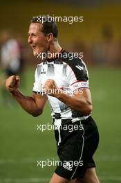 20.05.2008 Monte Carlo, Monaco,  Michael Schumacher (GER), Test Driver, Scuderia Ferrari celebrates a goal -  Star Team vs Nazionale Piloti, Charity Football Match, Monaco, Stade Louis II, Monaco