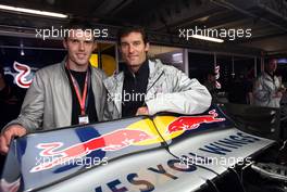 25.05.2008 Monte Carlo, Monaco,  Michael Carrick Manchester United football player and Mark Webber (AUS), Red Bull Racing - Formula 1 World Championship, Rd 6, Monaco Grand Prix, Sunday
