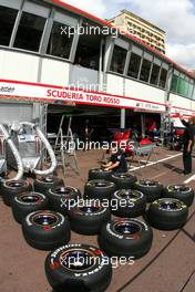 21.05.2008 Monte Carlo, Monaco,  Scuderia Toro Rosso box - Formula 1 World Championship, Rd 6, Monaco Grand Prix, Wednesday