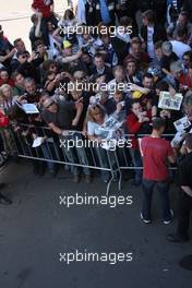 01..06.2008 Nurburgring, Germany,  Michael Schumacher (ex. F1 driver/ Ferrari/world champion) signing autographs for his fans  , IDM German Super Bike Championship