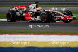 21.03.2008 Kuala Lumpur, Malaysia,  Lewis Hamilton (GBR), McLaren Mercedes, MP4-23 - Formula 1 World Championship, Rd 2, Malaysian Grand Prix, Friday Practice