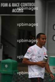 22.03.2008 Kuala Lumpur, Malaysia,  Lewis Hamilton (GBR), McLaren Mercedes exiting a meeting at race control - Formula 1 World Championship, Rd 2, Malaysian Grand Prix, Saturday