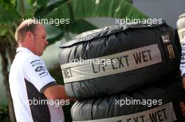 22.03.2008 Kuala Lumpur, Malaysia, Wet tire covers; Force India F1 Team - Formula 1 World Championship, Rd 2, Malaysian Grand Prix, Saturday