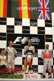 28.09.2008 Singapore City, Singapore,  2nd place Nico Rosberg (GER), WilliamsF1 Team with 1st place Fernando Alonso (ESP), Renault F1 Team and 3rd place Lewis Hamilton (GBR), McLaren Mercedes - Formula 1 World Championship, Rd 15, Singapore Grand Prix, Sunday Podium