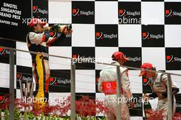 28.09.2008 Singapore City, Singapore,  1st, Fernando Alonso (ESP), Renault F1 Team, R28, 2nd, Nico Rosberg (GER), WilliamsF1 Team, FW30 and 3rd, Lewis Hamilton (GBR), McLaren Mercedes, MP4-23 - Formula 1 World Championship, Rd 15, Singapore Grand Prix, Sunday Podium