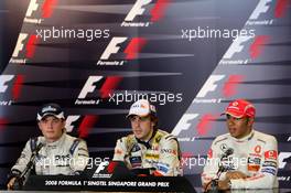 28.09.2008 Singapore City, Singapore,  Nico Rosberg (GER), WilliamsF1 Team, Fernando Alonso (ESP), Renault F1 Team, Lewis Hamilton (GBR), McLaren Mercedes - Formula 1 World Championship, Rd 15, Singapore Grand Prix, Sunday Press Conference