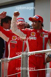 11.05.2008 Istanbul, Turkey,  1st place Felipe Massa (BRA), Scuderia Ferrari with 3rd place Kimi Raikkonen (FIN), Räikkönen, Scuderia Ferrari - Formula 1 World Championship, Rd 5, Turkish Grand Prix, Sunday Podium
