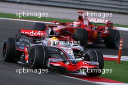11.05.2008 Istanbul, Turkey,  Lewis Hamilton (GBR), McLaren Mercedes and Kimi Raikkonen (FIN), Räikkönen, Scuderia Ferrari  - Formula 1 World Championship, Rd 5, Turkish Grand Prix, Sunday Race