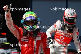 10.05.2008 Istanbul, Turkey,  pole sitter Felipe Massa (BRA), Scuderia Ferrari with Heikki Kovalainen (FIN), McLaren Mercedes - Formula 1 World Championship, Rd 5, Turkish Grand Prix, Saturday Qualifying