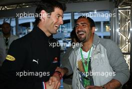 08.05.2008 Istanbul, Turkey,  Mark Webber (AUS), Red Bull Racing and Umit Karan Galatasaray Istanbul - Formula 1 World Championship, Rd 5, Turkish Grand Prix, Thursday