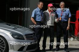 08.05.2008 Istanbul, Turkey,  Heikki Kovalainen (FIN), McLaren Mercedes with FIA Medical Staff, Jacques Tropenat (FRA) FIA, Medical Car Driver of Formula 1 and GP2 and Jean-Charles Piette - Formula 1 World Championship, Rd 5, Turkish Grand Prix, Thursday