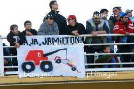 22.01.2008 Valencia, Spain,  Fans with a banner for Lewis Hamilton (GBR), McLaren Mercedes - Formula 1 Testing, Valencia