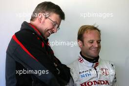 23.01.2008 Valencia, Spain,  Ross Brawn (GBR) Team Principal, Honda Racing F1 Team, Rubens Barrichello (BRA), Honda Racing F1 Team - Formula 1 Testing, Valencia