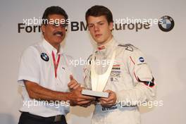 14.09.2008 Monza, Italy,  Formula BMW Europe Prize Giving - l-r, Mario Theissen (GER), BMW Sauber F1 Team, BMW Motorsport Director, 3rd, Adrien Tambay (FRA), Eifelland Racing and - Formula BMW Europe 2008, Rd 15 & 16, Monza, Sunday Podium