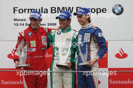 14.09.2008 Monza, Italy,  Winner, 1st, Tiago Geronimi (BRA), Eifelland Racing, 2nd, Marco Wittmann (GER), Josef-Kaufmann-Racing, 3rd, Esteban Gutierrez (MEX), Josef-Kaufmann-Racing - Formula BMW Europe 2008, Rd 15 & 16, Monza, Sunday Podium