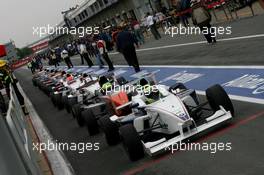 06.06.2008 Montreal, Canada,  Cars queued in the pitlane - Formula BMW USA 2008, Rd 3 & 4, Montreal, Friday Qualifying