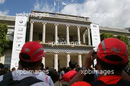 13.07.2008 Goodwood, England,  Lewis Hamilton (GBR), McLaren Mercedes on the Balcony of Goodwood house with Chris Evans (GBR) TV and radio presenter - Goodwood Festival of Speed 2008