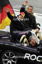 14.12.2008 Wembley, England,  Sebastian Vettel (GER) Team Germany, Michael Schumacher (GER) Team Germany - Race of Champions 2008