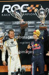 14.12.2008 Wembley, England,  Podium, Race of Nations winners, Michael Schumacher (GER) Team Germany, Sebastian Vettel (GER) Team Germany - Race of Champions 2008