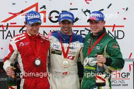 25.01.2009 Taupo, New Zealand,  Filipe Albuquerque (POR), driver of A1 Team Portugal with Neel Jani (SUI), driver of A1 Team Switzerland and Adam Carroll (IRL), driver of A1 Team Ireland - A1GP World Cup of Motorsport 2008/09, Round 4, Taupo, Sunday Race 2 - Copyright A1GP - Free for editorial usage