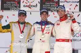 22.02.2009 Johannesburg, South Africa,  Felipe Guimaraes (BRA), driver of A1 Team Brazil, Neel Jani (SUI), driver of A1 Team Switzerland and Clivio Piccione (MON), driver of A1 Team Monaco  - A1GP World Cup of Motorsport 2008/09, Round 5, Gauteng, Sunday Race 2 - Copyright A1GP - Free for editorial usage