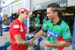 21.02.2009 Johannesburg, South Africa,  Felipe Massa with Adrian Zaugg (RSA), driver of A1 Team South Africa - A1GP World Cup of Motorsport 2008/09, Round 5, Gauteng, Saturday - Copyright A1GP - Free for editorial usage
