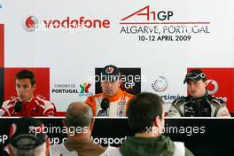 10.04.2009 Portimao, Portugal,  Filipe Albuquerque (POR), driver of A1 Team Portugal, Robert Doornbos (NED), driver of A1 Team Netherlands and Earl Bamber (NZL), driver of A1 Team New Zealand  - A1GP World Cup of Motorsport 2008/09, Round 6, Algarve, Friday - Copyright A1GP - Free for editorial usage