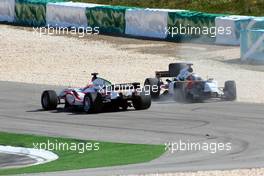 12.04.2009 Portimao, Portugal,  Daniel Morad (LEB), driver of A1 Team Lebanon and Andre Lottere (GER), driver of A1 Team Germany crashed - A1GP World Cup of Motorsport 2008/09, Round 6, Algarve, Sunday Race 1 - Copyright A1GP - Free for editorial usage