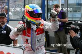 17.05.2009 Hockenheim, Germany,  Oliver Jarvis (GBR), Audi Sport Team Phoenix, Portrait, happy with 3rd place - DTM 2009 at Hockenheimring, Germany