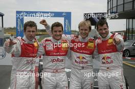 01.08.2009 Oschersleben, Germany,  Tom Kristensen (DNK), Audi Sport Team Abt, Audi A4 DTM, Timo Scheider (GER), Audi Sport Team Abt, Audi A4 DTM, Mattias Ekström (SWE), Audi Sport Team Abt, Audi A4 DTM, Martin Tomczyk (GER), Audi Sport Team Abt, Audi A4 DTM - DTM 2009 at Motopark Oschersleben, Germany