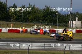 15.08.2009 Nürburg, Germany,  The damaged car of Katherine Legge (GBR), Audi Sport Team Abt, Audi A4 DTM after crashing into the tyres - DTM 2009 at Nürburgring, Germany