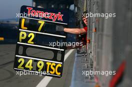 15.08.2009 Nürburg, Germany,  Pitboard of Martin Tomczyk (GER), Audi Sport Team Abt, Audi A4 DTM - DTM 2009 at Nürburgring, Germany