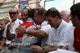 16.08.2009 Nürburg, Germany,  Timo Scheider (GER), Audi Sport Team Abt, Audi A4 DTM receiving congratulations. - DTM 2009 at Nürburgring, Germany