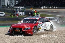 16.08.2009 Nürburg, Germany,  Alexandre Prémat (FRA), Audi Sport Team Phoenix, Audi A4 DTM bumped into the car of Oliver Jarvis (GBR), Audi Sport Team Phoenix, Audi A4 DTM at the first corner. Jarvis went into the gravel and had to withdraw from the race. - DTM 2009 at Nürburgring, Germany