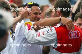 16.08.2009 Nürburg, Germany,  Hans-Jurgen Abt (GER), Teamchef Abt-Audi, congratulates Martin Tomczyk (GER), Audi Sport Team Abt, with his race victory - DTM 2009 at Nürburgring, Germany