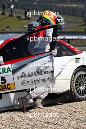 16.08.2009 Nürburg, Germany,  Alexandre Prémat (FRA), Audi Sport Team Phoenix, Audi A4 DTM bumped into the car of Oliver Jarvis (GBR), Audi Sport Team Phoenix, Audi A4 DTM at the first corner. Jarvis went into the gravel and had to withdraw from the race. - DTM 2009 at Nürburgring, Germany