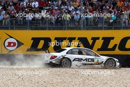 16.08.2009 Nürburg, Germany,  Paul di Resta (GBR), Team HWA AMG Mercedes, AMG Mercedes C-Klasse lost his rear wing and spun off in the first corner into the gravel and had to withdraw. - DTM 2009 at Nürburgring, Germany