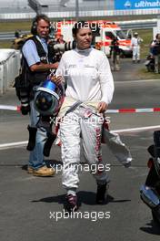 16.08.2009 Nürburg, Germany,  Katherine Legge (GBR), Audi Sport Team Abt, Audi A4 DTM also got involved in one of the many incidents in the first corner and had to withdraw from the race. - DTM 2009 at Nürburgring, Germany